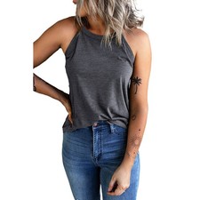 Ladies Halter Neck Top Sleeveless Cami Vest T Shirt Summer Casual Loose Tee Tank