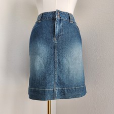 Y2K Route 66 Cotton Denim Skirt Medium Wash Knee Length Straight Women's 10