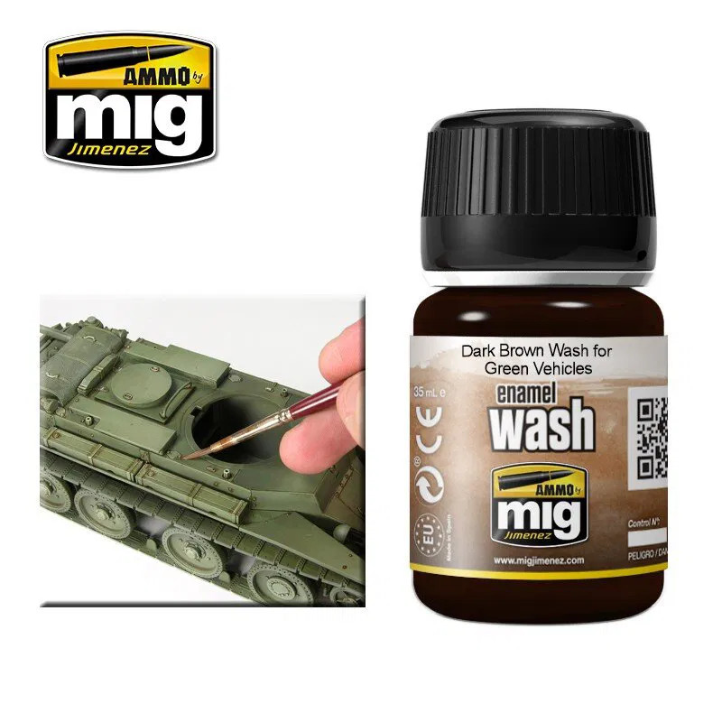 Ammo MIG 1005 - Aging And Effect Paint - Dark Brown Wash For Green Vehicles