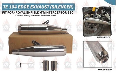 Fit For Royal Enfield ''Interceptor 650 & GT 650 Exhaust Silencer TE 104 Silver''