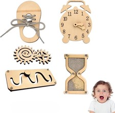 5 Pieces Busy Board Diy Accessories For Toddlers - Sensory Board Parts -Wooden 