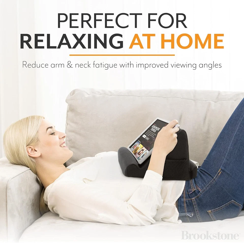 Brookstone - Memory Foam Lap Desk Tablet Holder, Holds Phones, iPads, Black  - Image 2 of 4