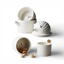 NEW Anthropologie Nesting Hedgehog Snail Measuring Cup Set Of 4 Stoneware