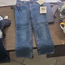 GUESS Girls Blue Denim Straight Jeans Size 4T Button Fly Solid Pattern 0148