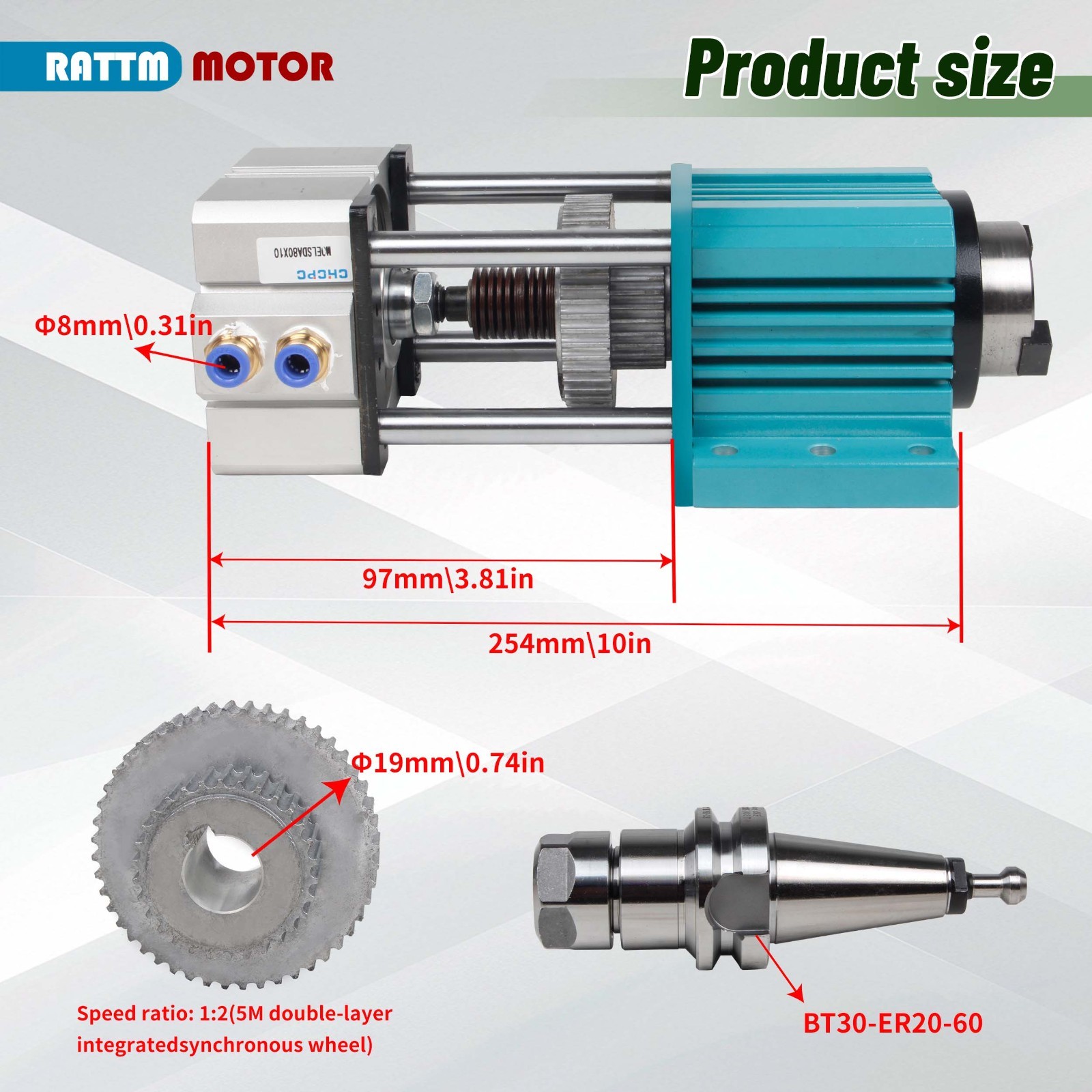CN SHIP】BT30 ATC Cylinder Pneumatic Semi-Automatic Tool Changer Spindle Motor