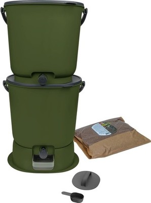 Skaza Bokashi Essential Biomülleimer Küche Set (2 x 15,3 Liter) + Base - Kompost