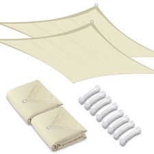 16x16 Ft 97% UV Block Square Sun Shade Sail Canopy Outdoor Pool Beige 2 Packs