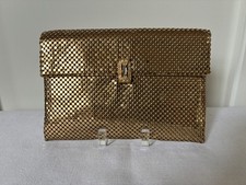 Vintage Whiting Davis Gold Mesh Clutch Rhinestone Clasp Evening Bag Purse