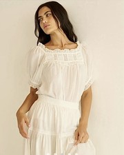 Blusa túnica Doen Frances Top para mujer M con volantes de sal de algodón orgánico