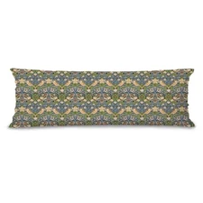 Vintage William Morris Floral Bird 20x54 Body Pillow Cover with Flower Bird
