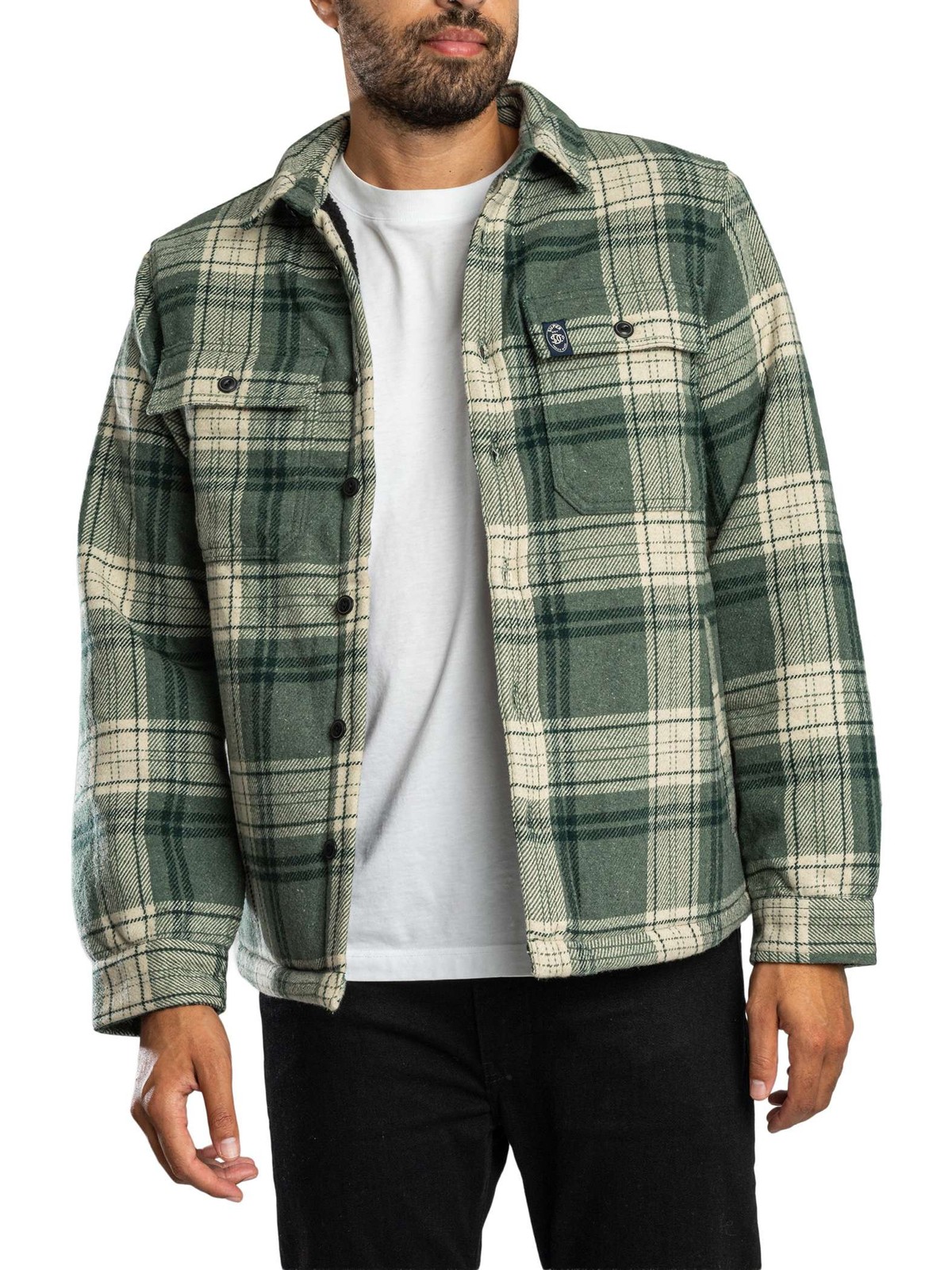 Superdry Mens Borg Lined Button-Through Check Overshirt, Grey, Size Xl, Men - Image 2