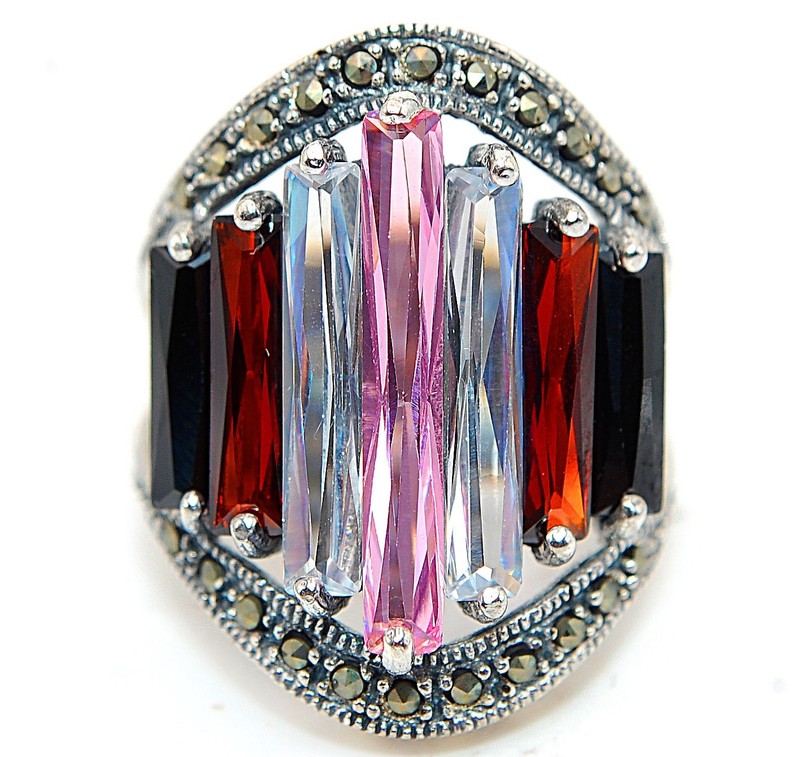 4CT Heat Treated Pink Topaz 925 Solid Sterling Silver Ring Jewelry Sz 7 NF1-1