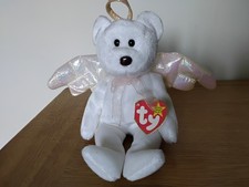 TY BEANIE BABIES "HALO" ANGEL BEAR. VGC WITH TAG DETACHED. 1998 EDITION. RARE.
