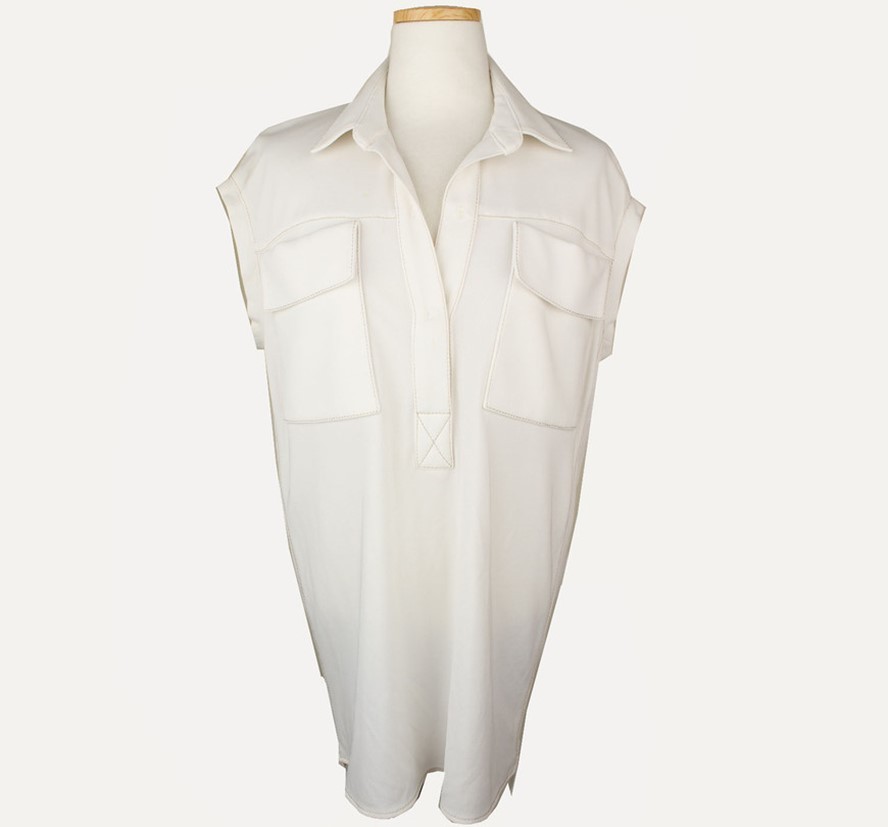 Top camicia collo alta tasca avorio altra marca 77 26807088