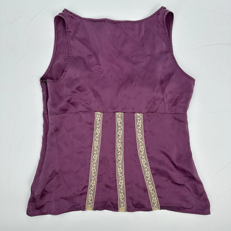 Top camisero babydoll de encaje 100 % seda NY&C para mujer talla 2 púrpura coqueta Fairycore Y2K Foto 2 de 4