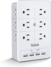 Multi Plug Outlet Surge Protector Nikleb, 12 Electrical Outlets Extender with 4