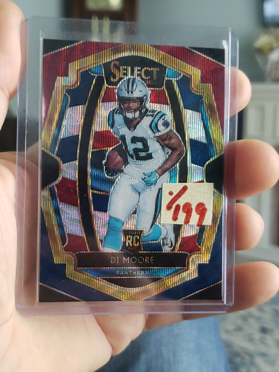 2018 Panini SELECT DJ MOORE RC TRI-COLOR PRIZM Wave Rookie #/199 #137 PANTHERS