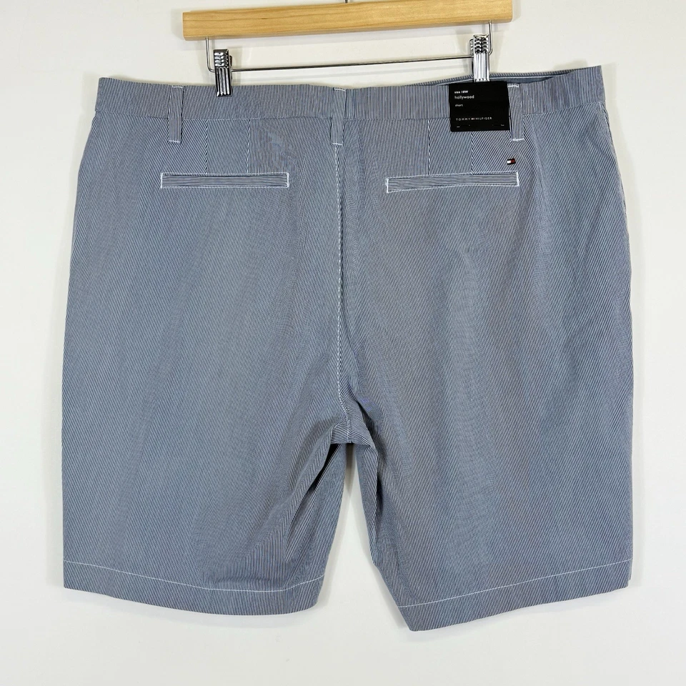 NEW Tommy Hilfiger Women 18 18W White Blue Stripe Hollywood Stretch Chino Shorts - Image 3 of 4