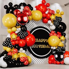 ALL-IN-1 Red Black Yellow Balloon Arch Kit with BONUS Gold Stars for Cartoon Bir