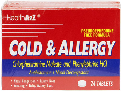 Cold & Allergy Relief, Chlorpheniramine Maleate & Phenylephrine HCL, Dye Free, 2