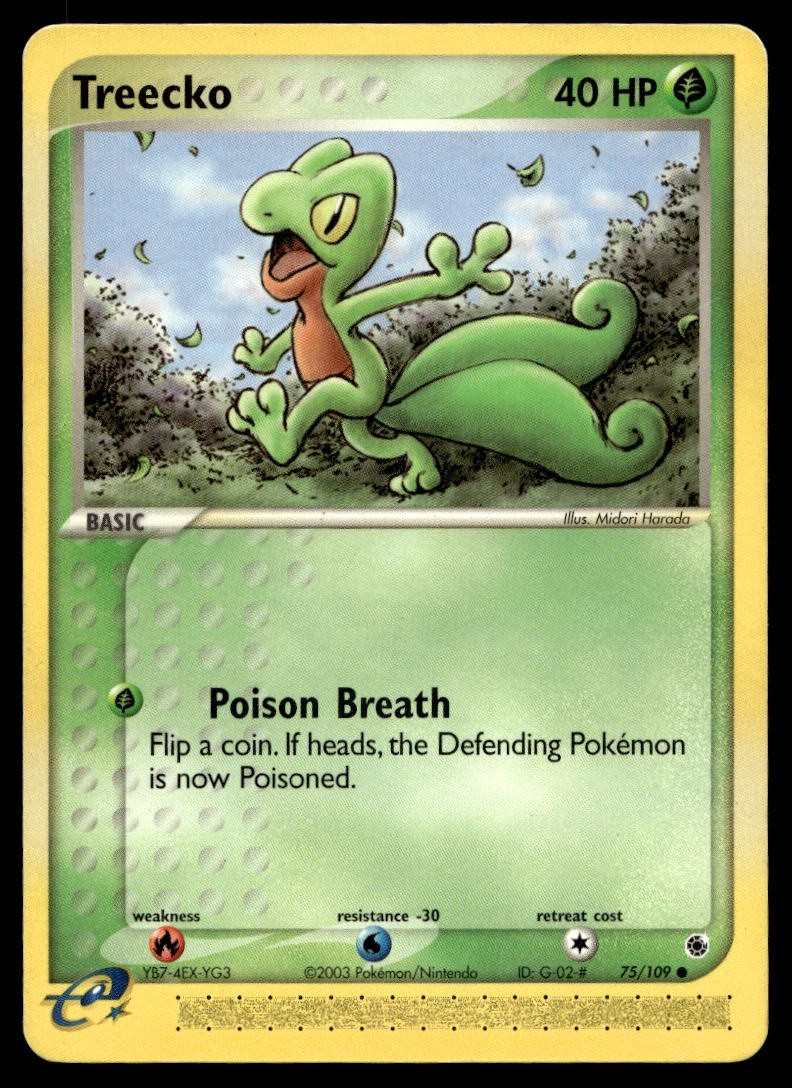  Treecko 75/109 Pokemon Card Ruby and Sapphire Common 40 HP Lightly Played CP