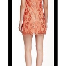 Alice + Olivia Coral Orange Floral Lace Sleeveless Mini Dress Back Zip Cocktail