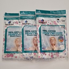 Indera Heavyweight Thermal 100 Cotton Long Johns Floral Women Medium