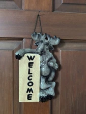 Barefoot's Moose Hanging Ceramic Sign Welcome