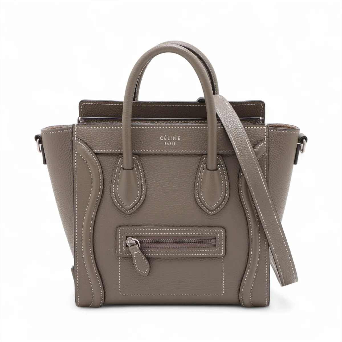 Celine Luggage Nano shopper Leather 2 Way Handbag Greige
