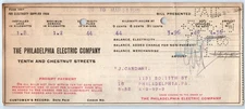 Cardani BILLHEAD Bill Check The Philadelphia Electric Company Utility 3/26 1919