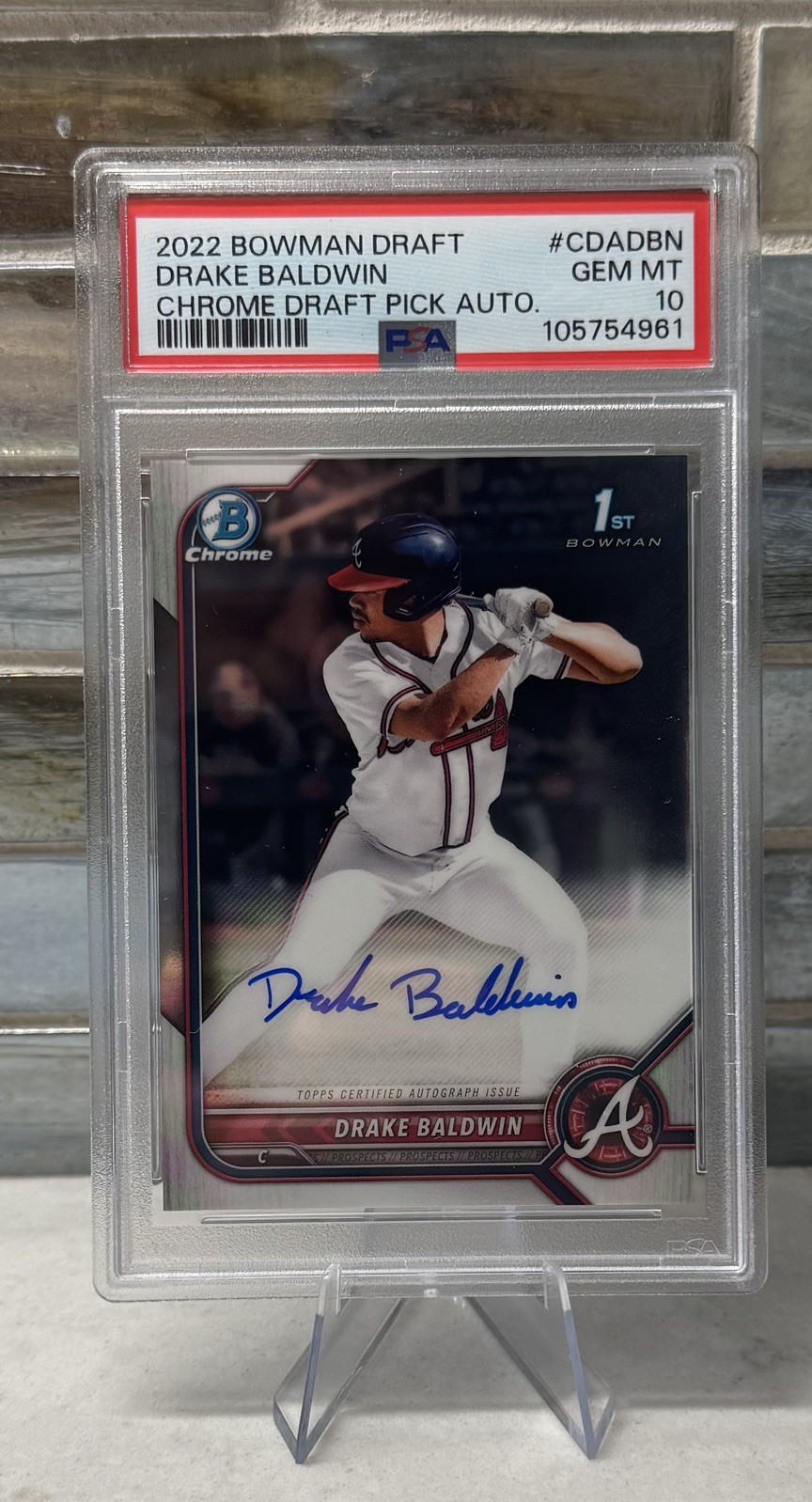 2022 Bowman Chrome Draft Auto #CDA-DBN DRAKE BALDWIN PSA 10 GEM MT