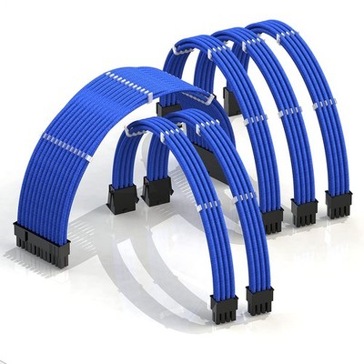 AVA Sleeved PSU Power Cable Extension Set Braided ATX EPS PCIE Custom Mod Blue