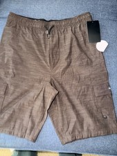 NEW Under Armour Cargo Shorts dark gray Elastic Waist Flat Front Pockets boys
