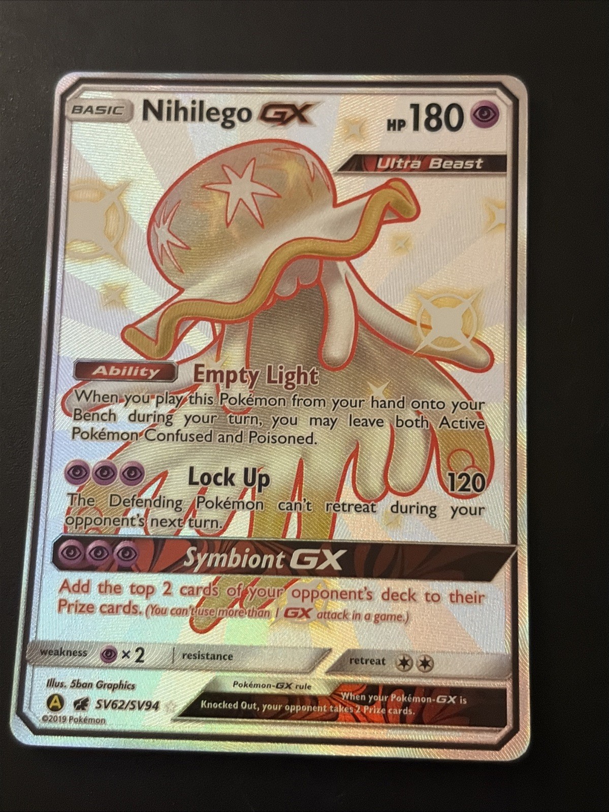 Pokemon TCG Card Hidden Fates Shiny Vault Nihilego GX SV62/SV94 Near Mint