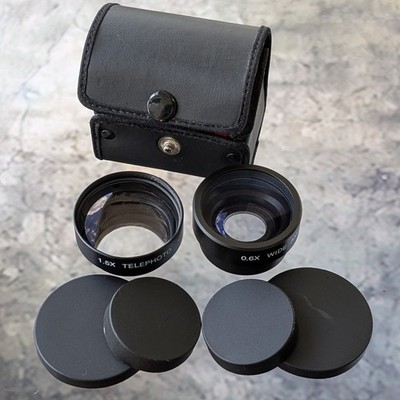 2 Vtg 42mm Point And Shoot Camera Lenses .6x Wide Angle & 1.5x Telephoto Compact