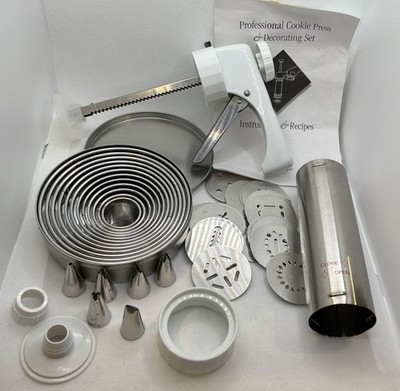 Kuhn Rikon Cookie Press Decorating Set w/ 20 Discs 6 Tips + Cookie Cutters