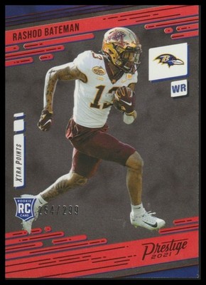 2021 Panini Prestige #215 Rashod Bateman Xtra Points Premium Red Rookie #/299