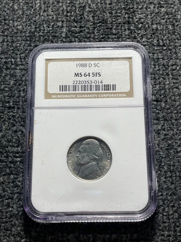 1988 D Jefferson Nickel MS64 5FS NGC Graded See Pics…