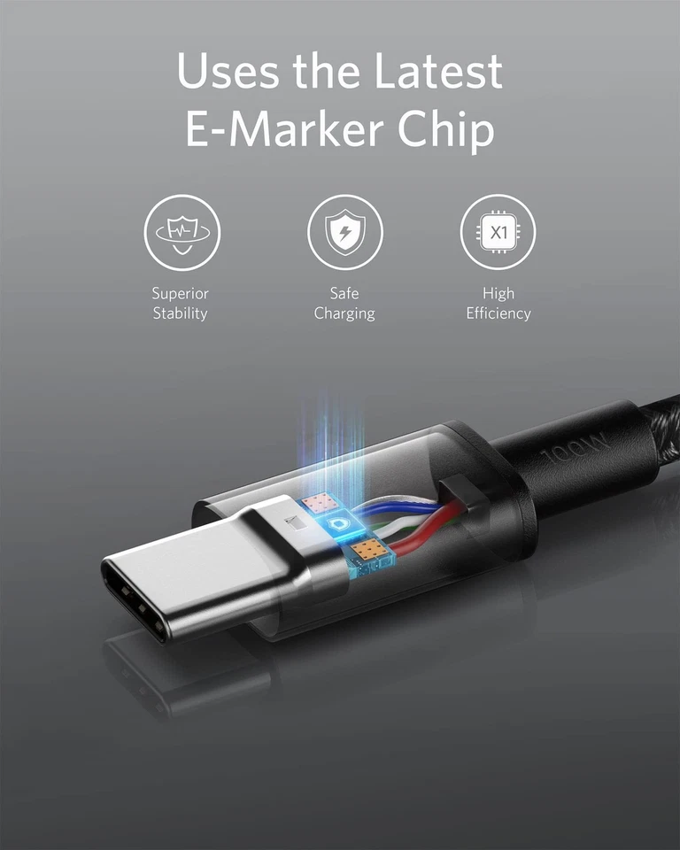 Anker USB C to C Cable, 2-Pack 6 FT (1.8 m) Type C 100W 6ft, Black - Image 3 of 4