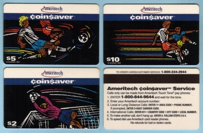 $2,$5,$10. Artistic Soccer Series Coin$aver Set of 3 * SPECIMEN * Phone Card