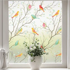 Stained Glass Window Film, Decorative Frosted Glass Window Privacy Film, Static 
