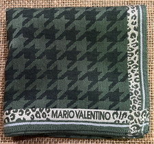 CLASSIC AVOCADO GREEN HOUNDSTOOTH ART MAN HANKY VINTAGE COTTON POCKET SQUARE 18"