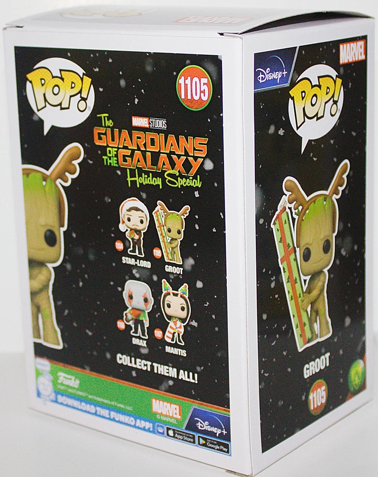 Figura POP de vinilo de Guardianes de la Galaxia Holiday Groot & Present #1105 Funko nueva en caja Foto 3 de 3