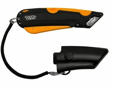 Easy Cut 1000 Orange Safety Box Knife Cutter Holster Lanyard with Extra Blade