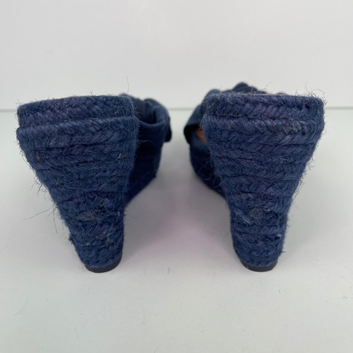 7 For All Mankind Blue Denim Espadrille Wedges Sandals Open Toe Sz Womens 7.5 M - Picture 5 of 9