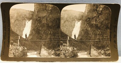 RARE Grand Voringios Cascade Waterfall Nature Scene Norway Stereoview Card