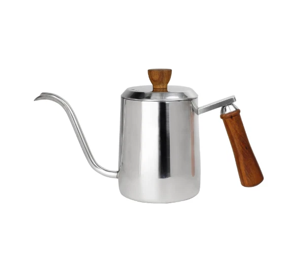 Stainless Steel Long Spout Swan Neck Kettle Wooden Handle Drip Coffee Tools  Cafe