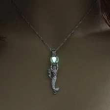 MERMAID with Glow in the Dark 2" Dangle Pendant with 18" Necklace Luminous