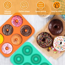 4Pcs Silicone Donut Mold 6 Cavity Doughnut Mould Tray Non-Stick~�