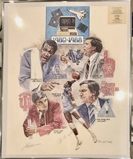 Patrick Ewing John Thompson auto Final Four Lithograph Score Board COA  708/950